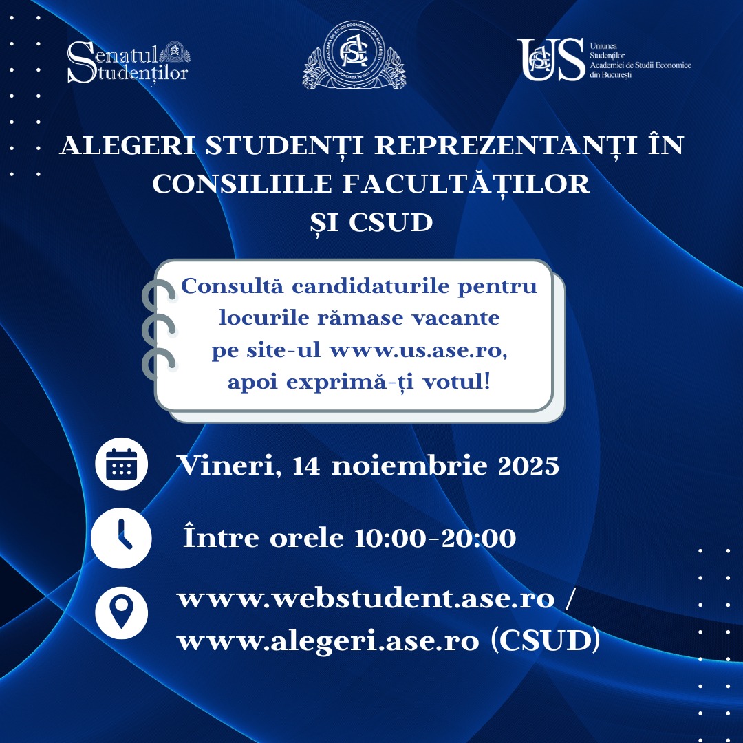 Candidaturi locuri vacante în Consiliile Facultăților & CSUD