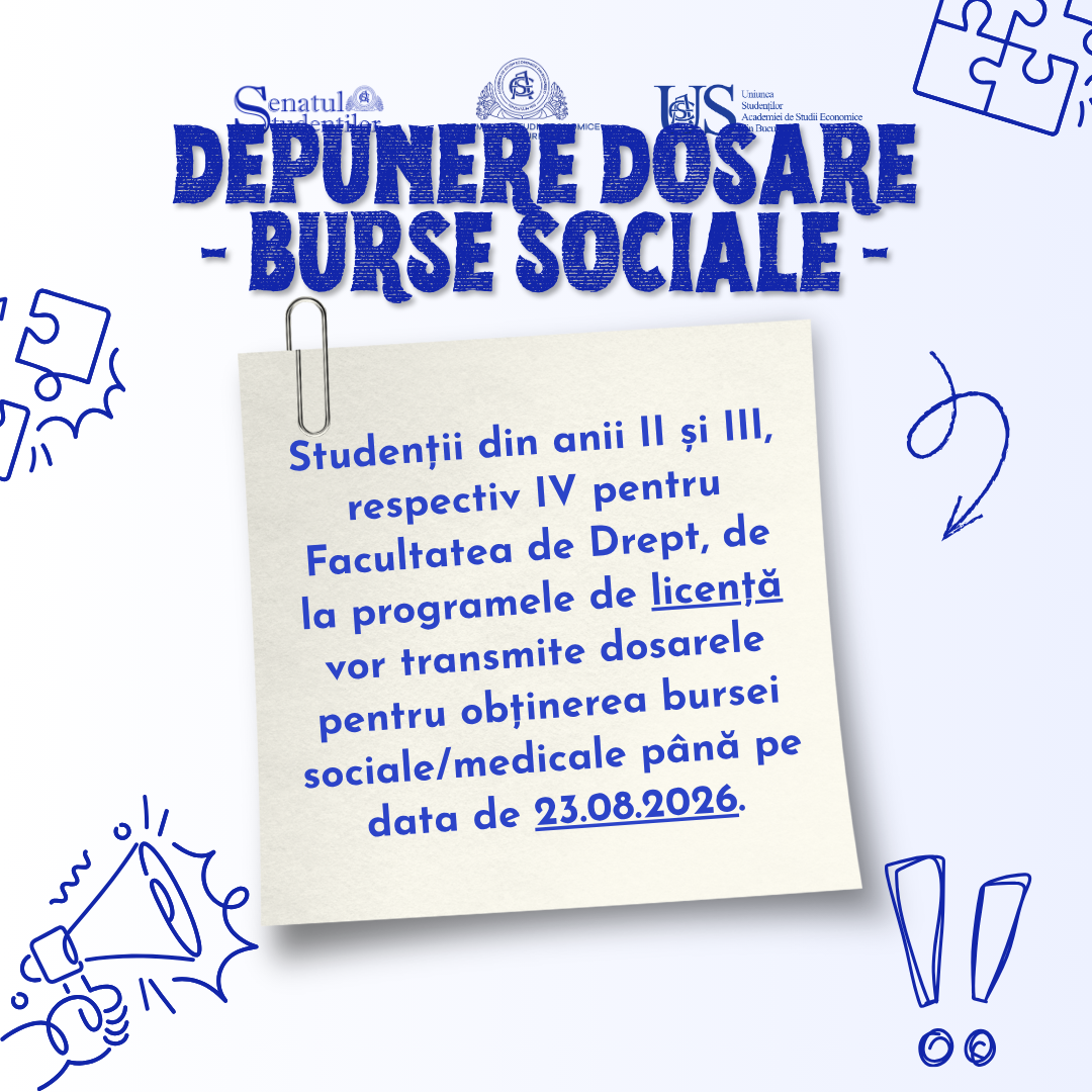 Burse sociale și medicale 2026-2027 – Anii II, III și IV(Drept) Licență
