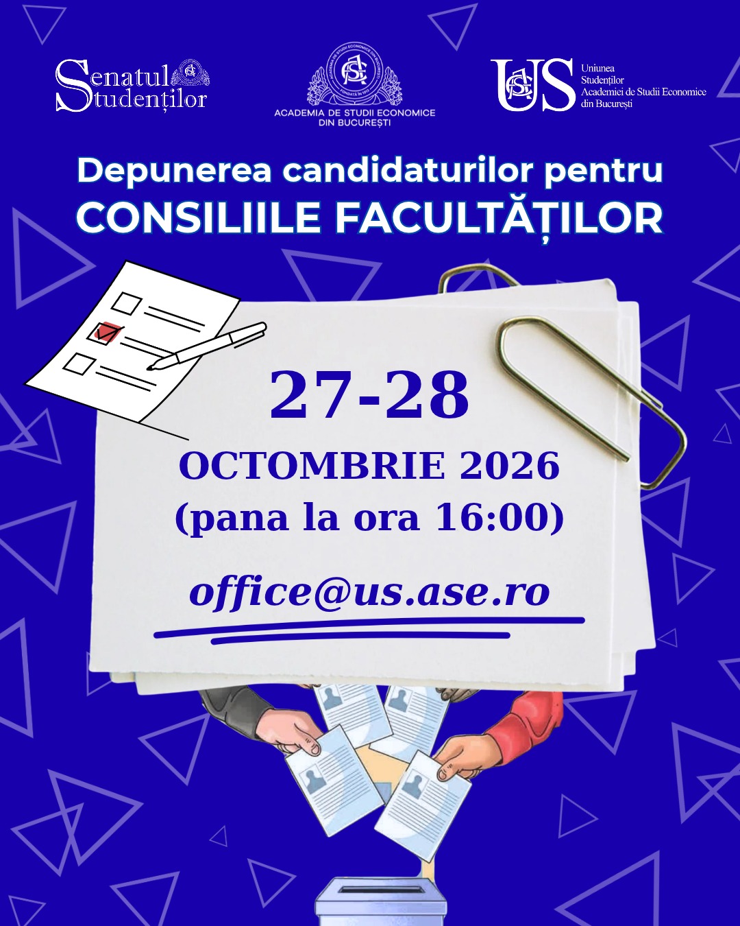 Depunerea candidaturilor pentru Consiliile Facultăților